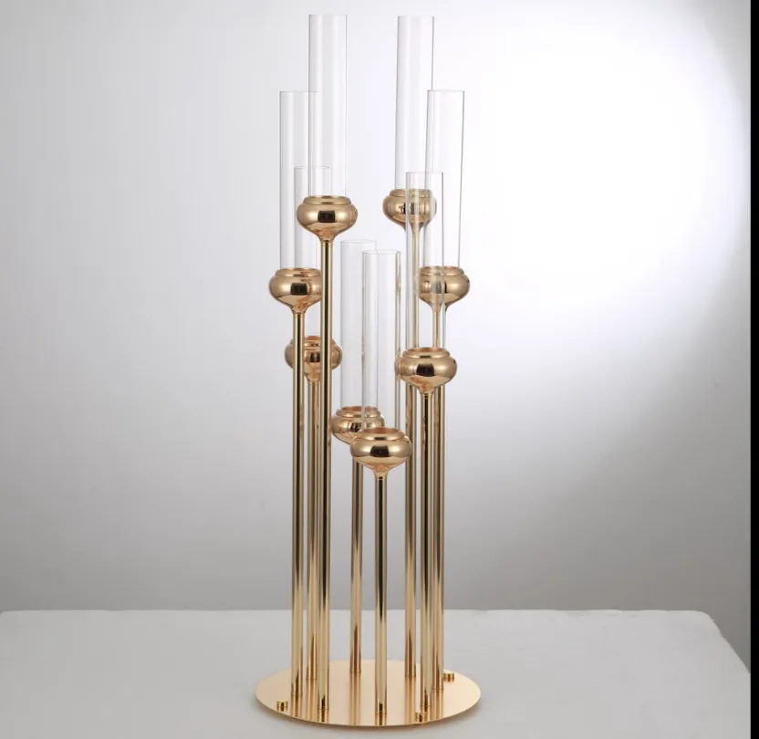 8 Gold Rounded Head Candelabra Centerpieces