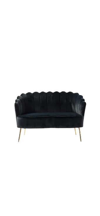 Velvet Love Seat -Black