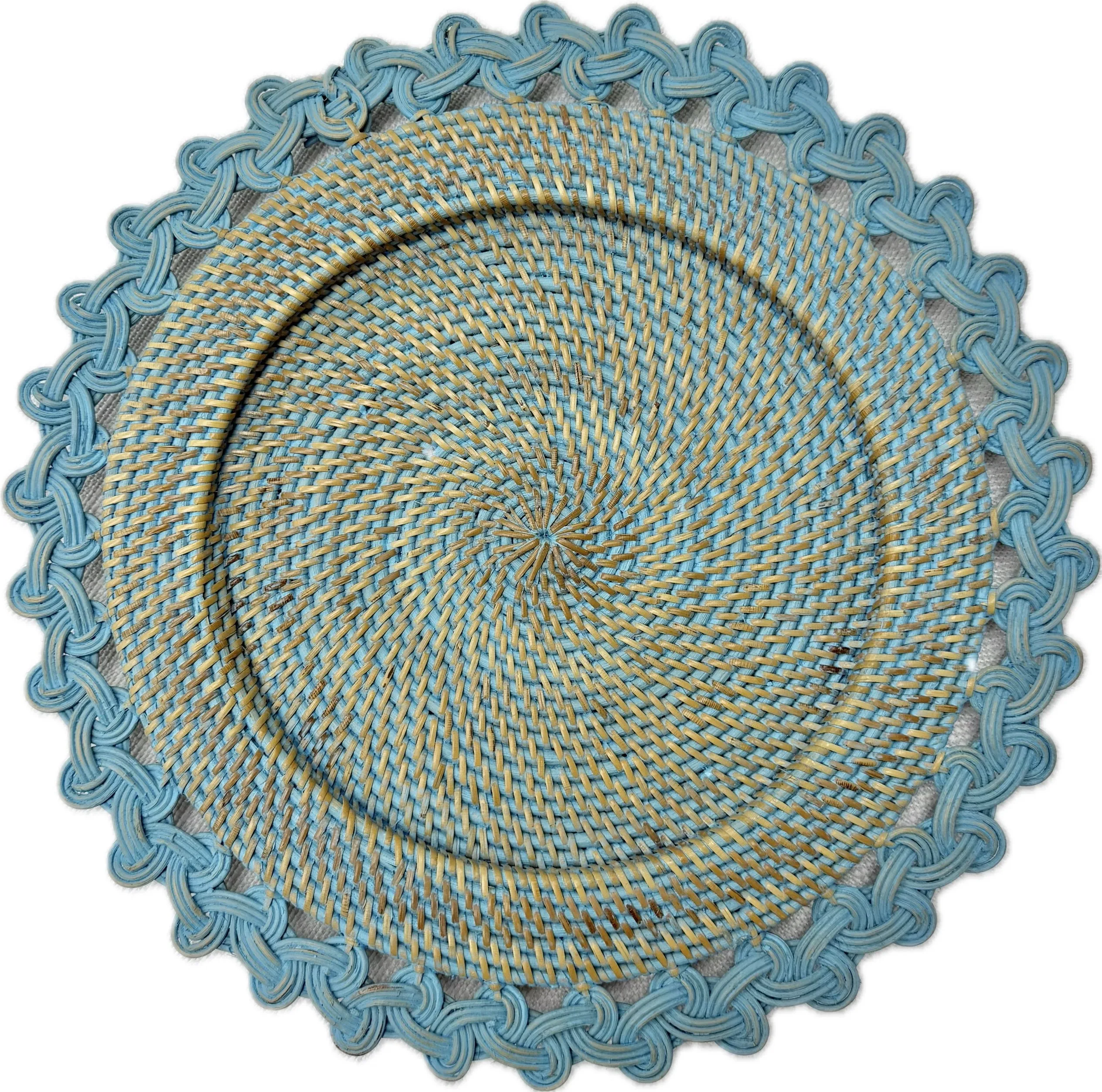 Blue Wash Braided Wicker Charger