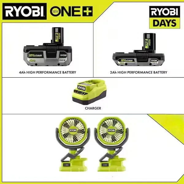 RYOBI one+ Cordless Stroller Clamp FAN - Set of 2 - ADD ON ITEM ONLY
