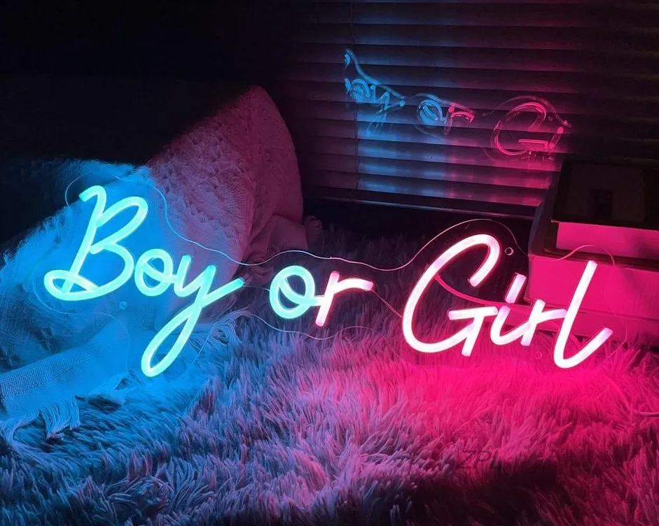 Neon Sign - Boy or Girl (Pink & Blue)