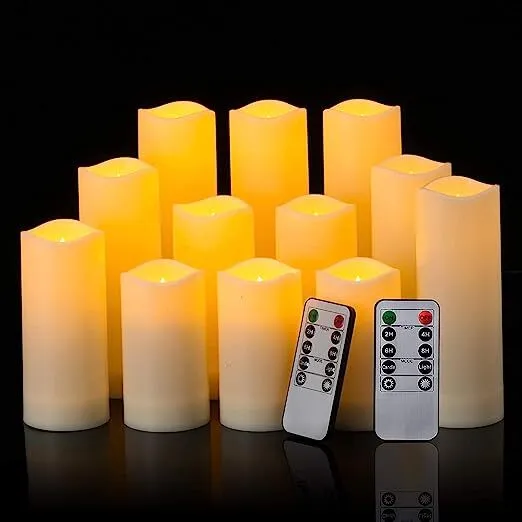 LED Amber Candles - 12 Pcs 