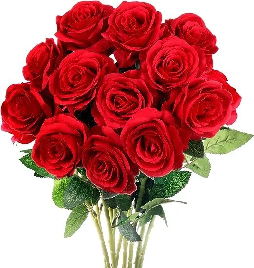 Artificial Red Roses - 20 Pcs