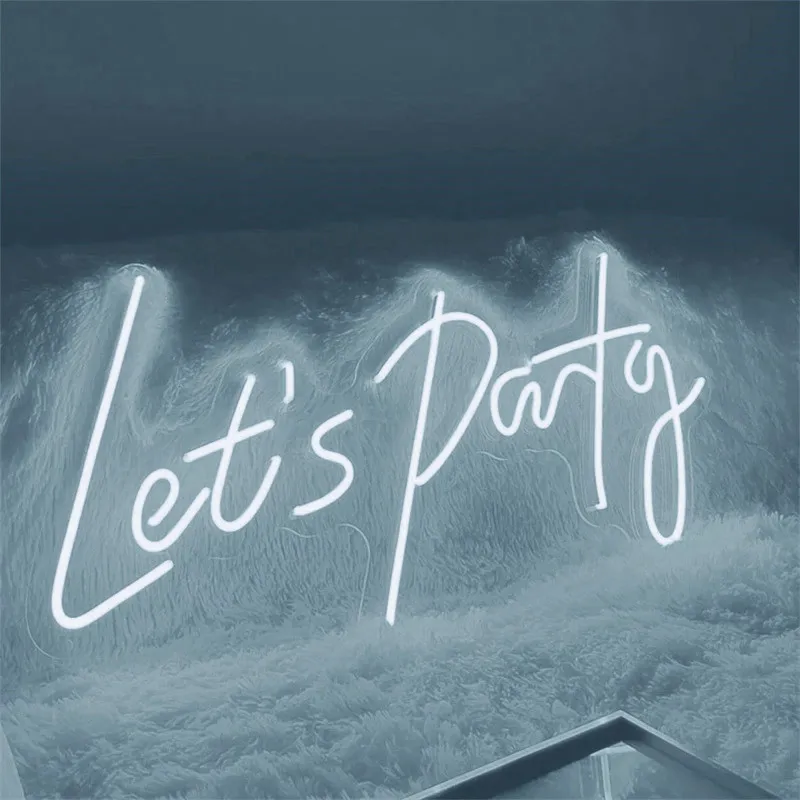 Neon Sign - Let's Party (Pure White)