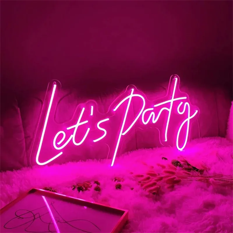 Neon Sign - Let's Party (Hot Pink)