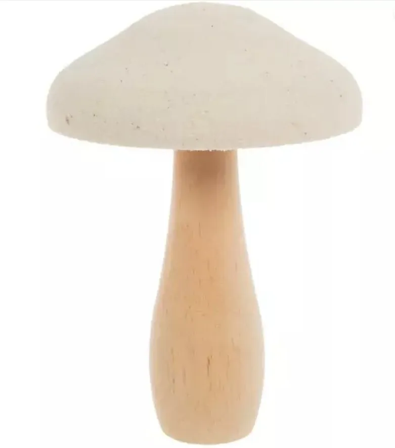 Wood Mushroom with Cream Glitter Top