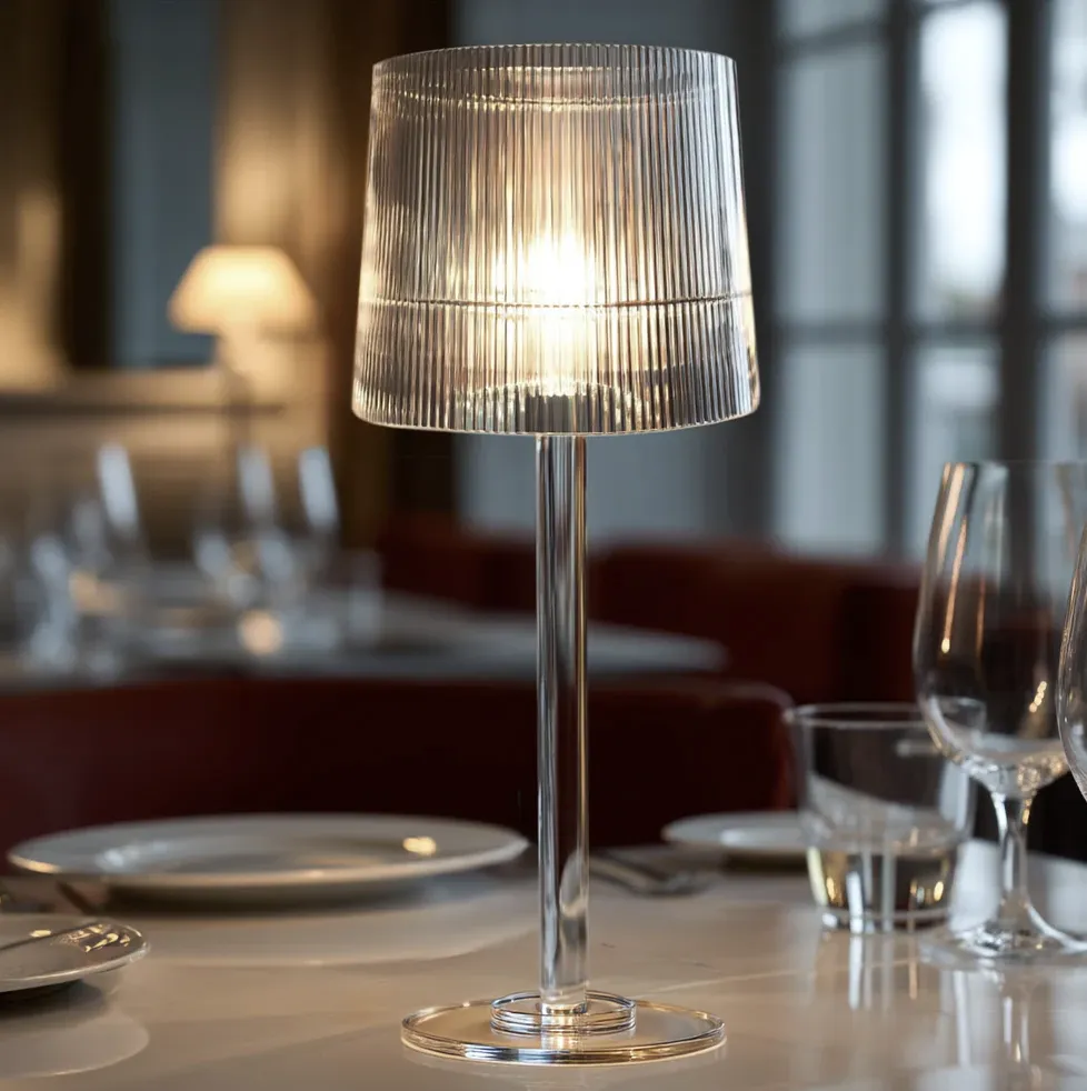 23in Crystal Candle Lamp with Ribbed Shade