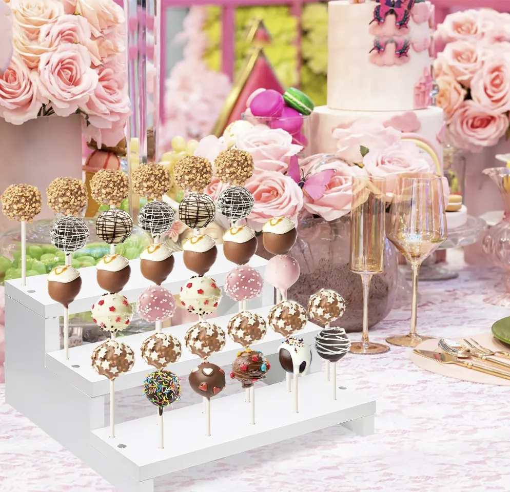White Wood Cake Pop Display Stand