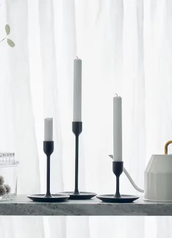 Set of 3, Black Taper Candleholders
