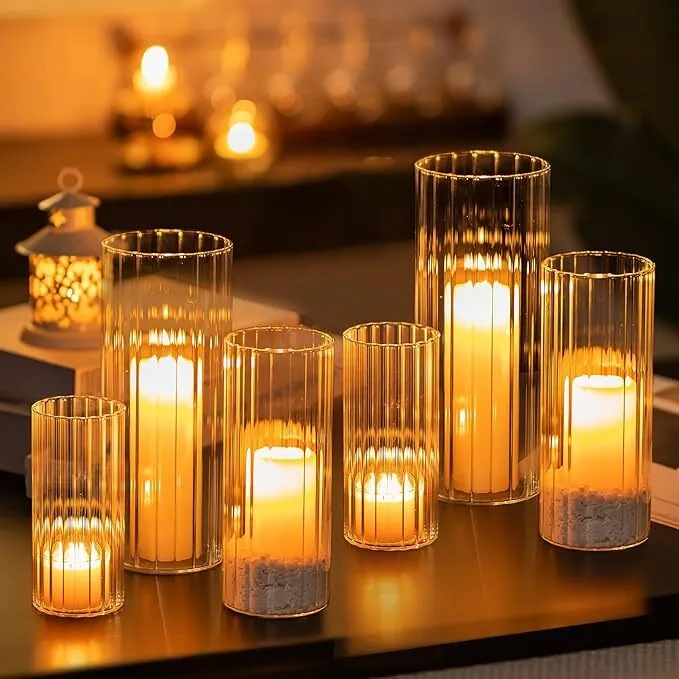Assorted Sizes,Clear Ribbed Glass Candle/Vase Holder