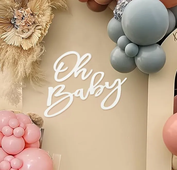 "Oh Baby" White Wood Sign