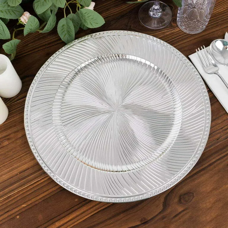 Silver Swirl with Bead Trim Chargers