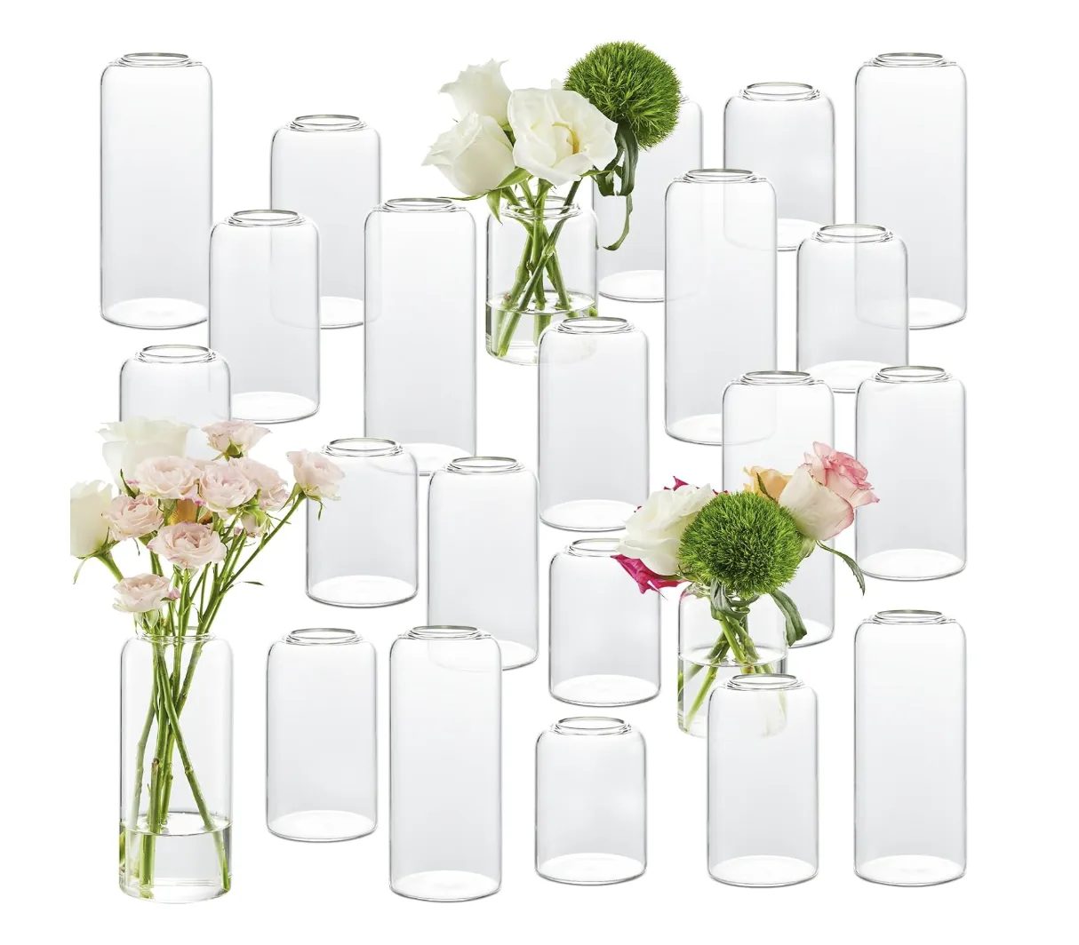 Clear Modern Assorted Sized Bud Vase (Set of 3)