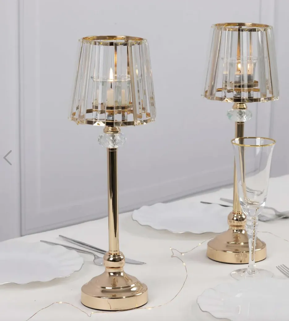 15 inch Gold and Crystal Candle Lamp