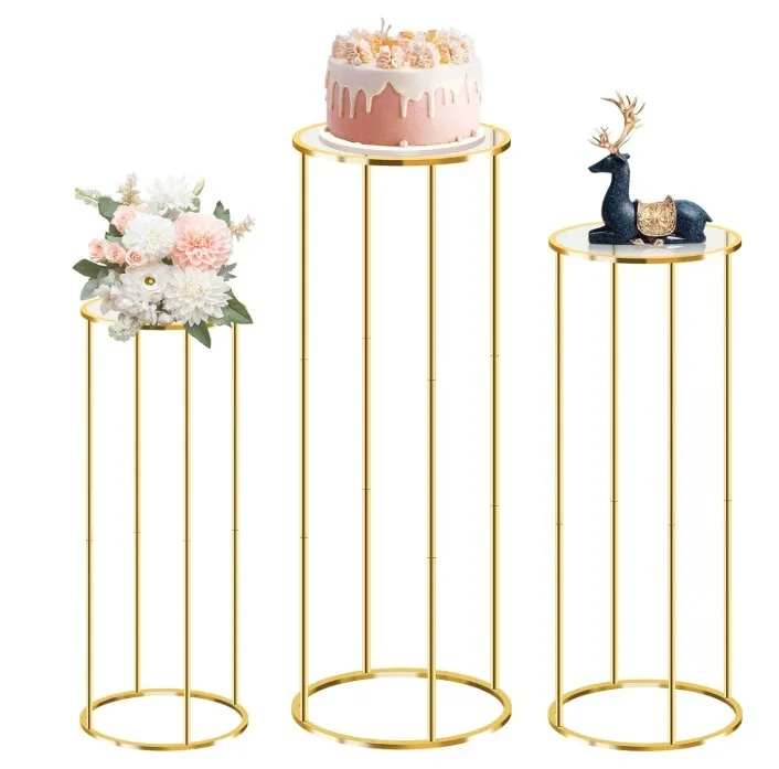 3 Piece Gold Pedestal Stands