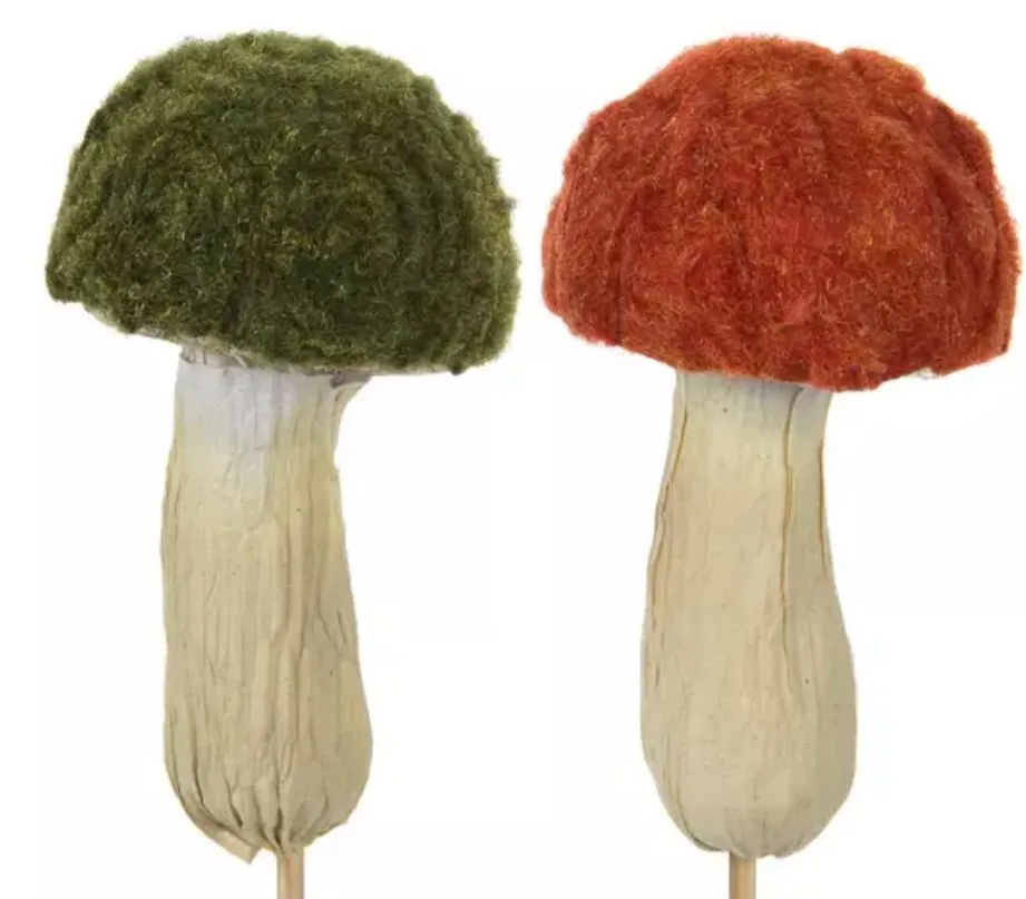 Set of 2 Orange & Green Mushroom Pick