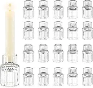 Clear Modern Taper Candleholders