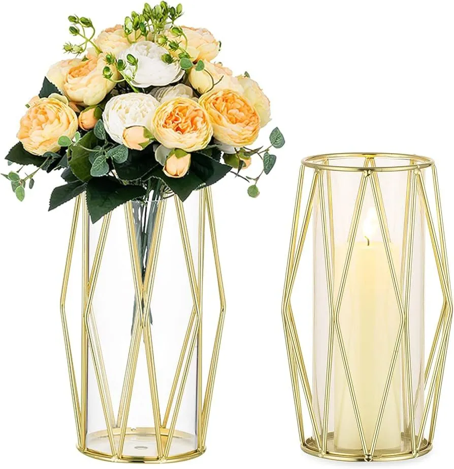 Gold Geometric Vase/Candleholder
