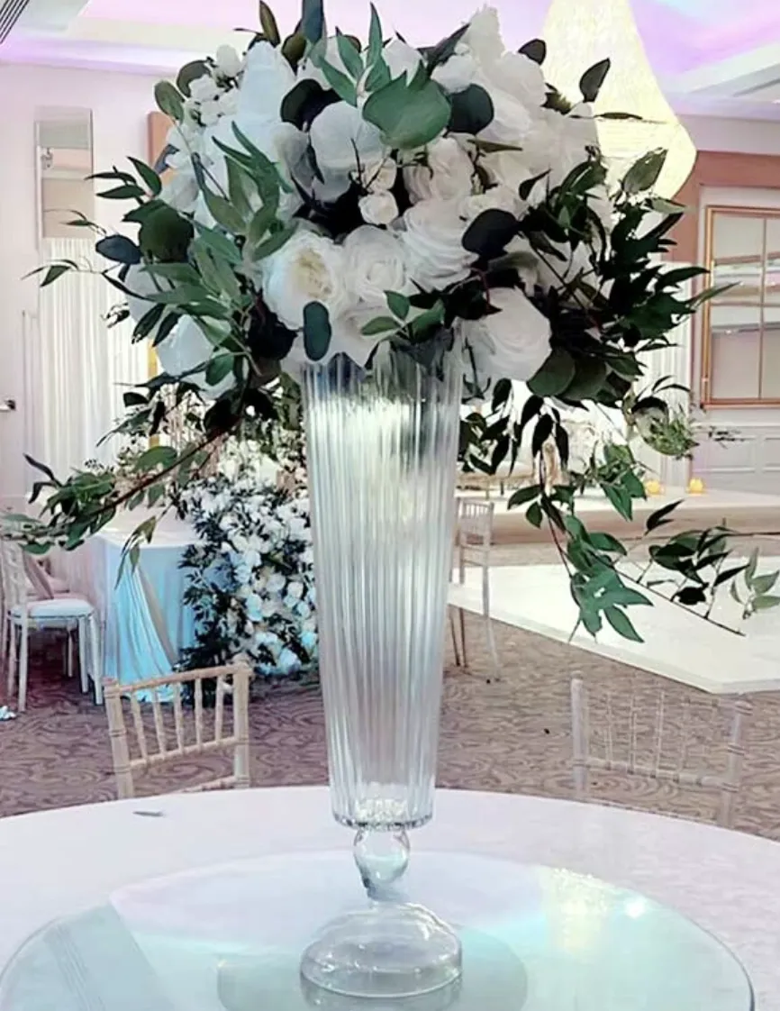 26 inch Pleated Trumpet Vase