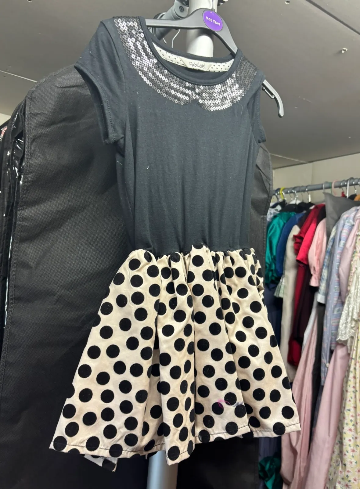 Dress- Black and cream dot