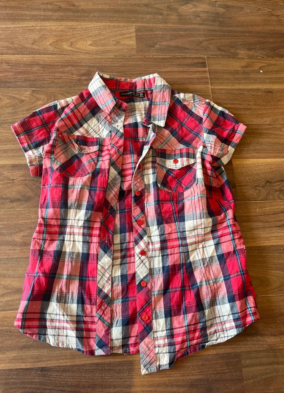 Shirt- Burgundy check short sleeve