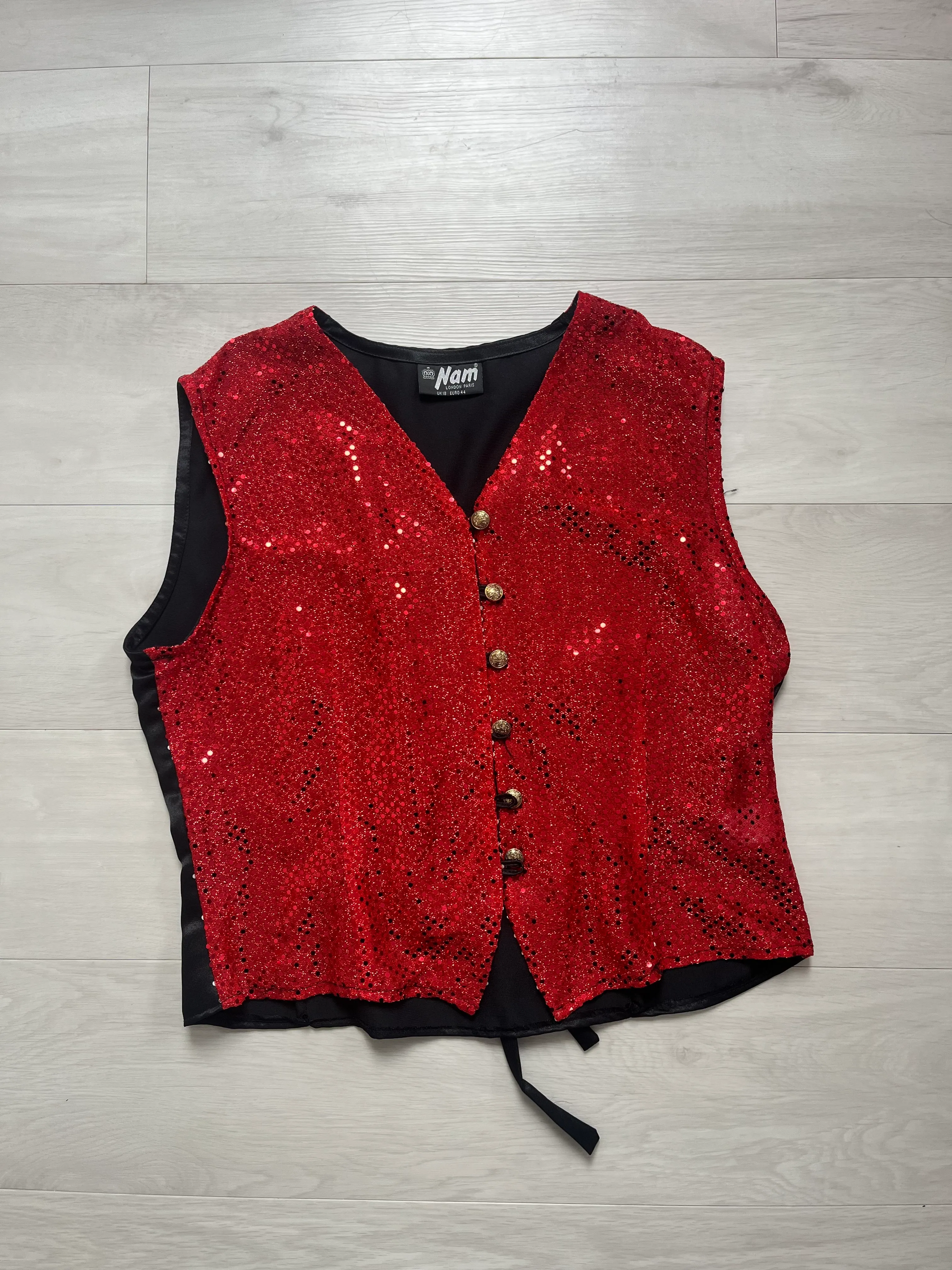 Waistcoat- Sparkly red and black