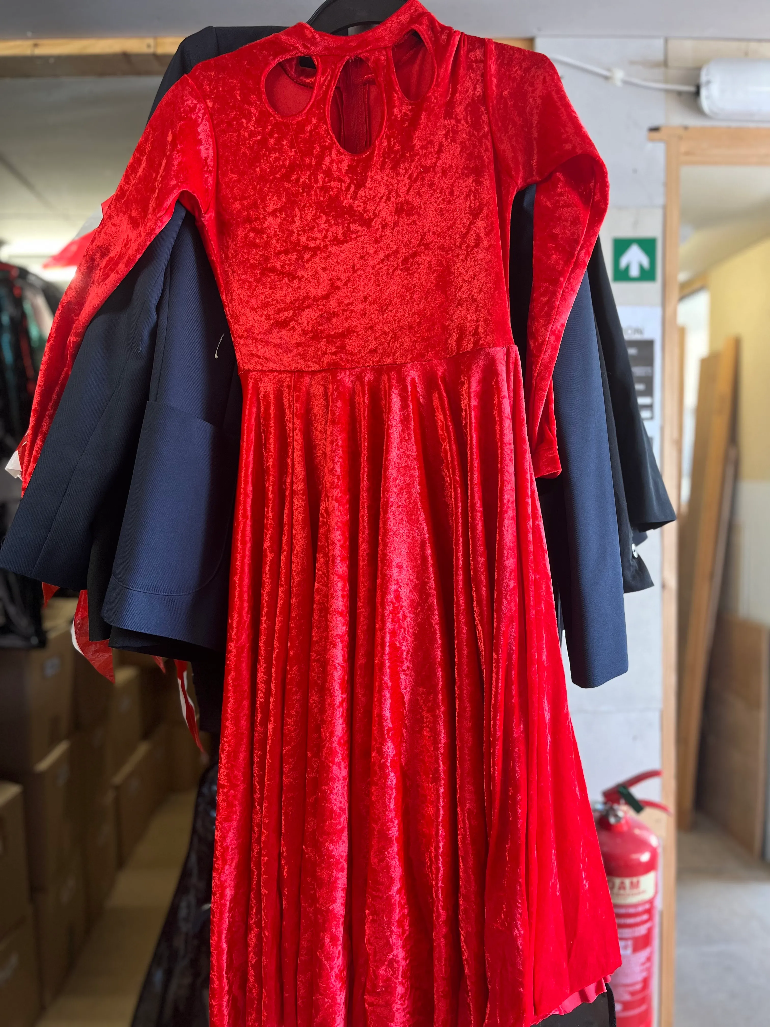 Lyrical dress - red velour long sleeve 