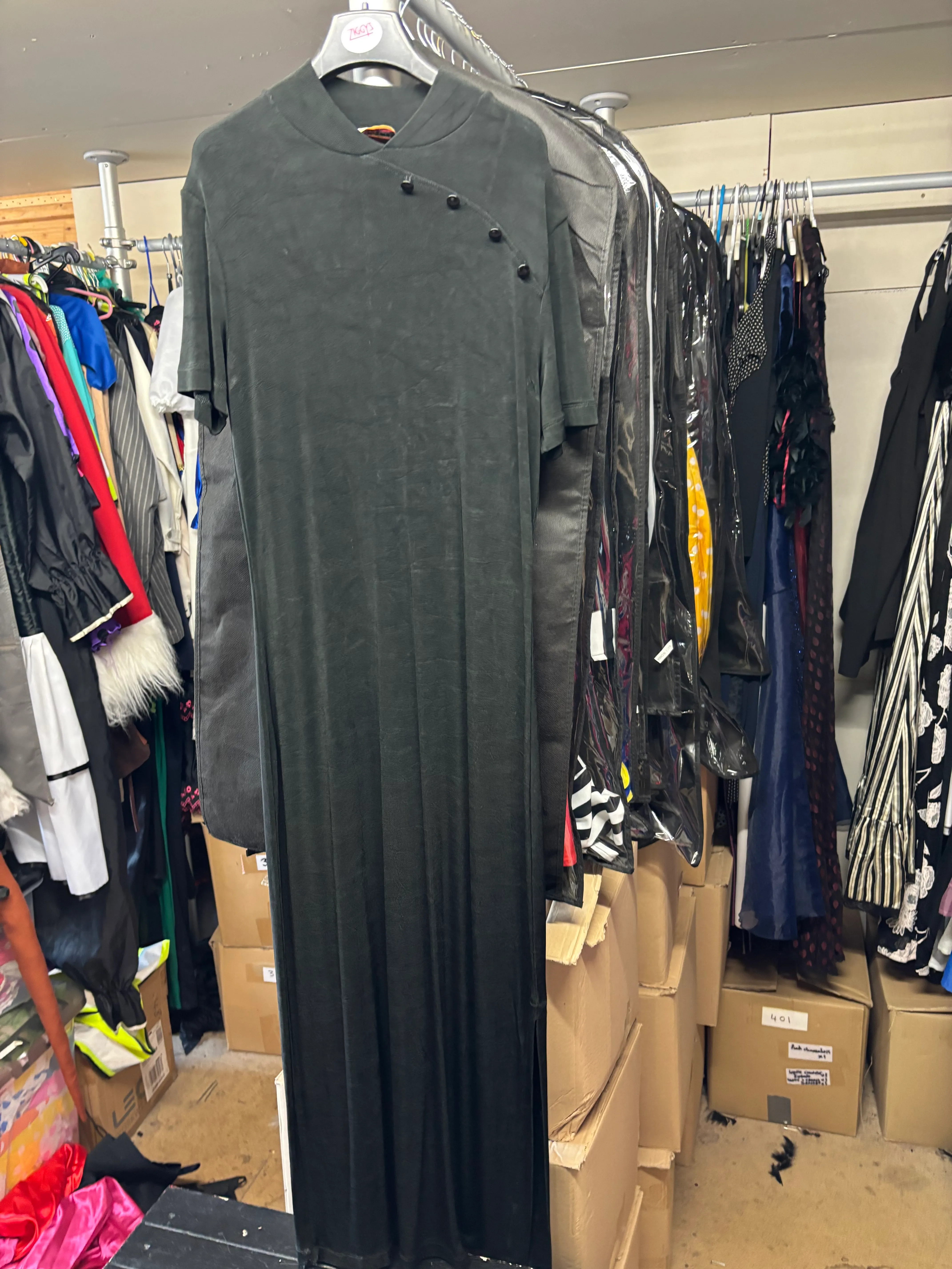 Dress- Long black button design