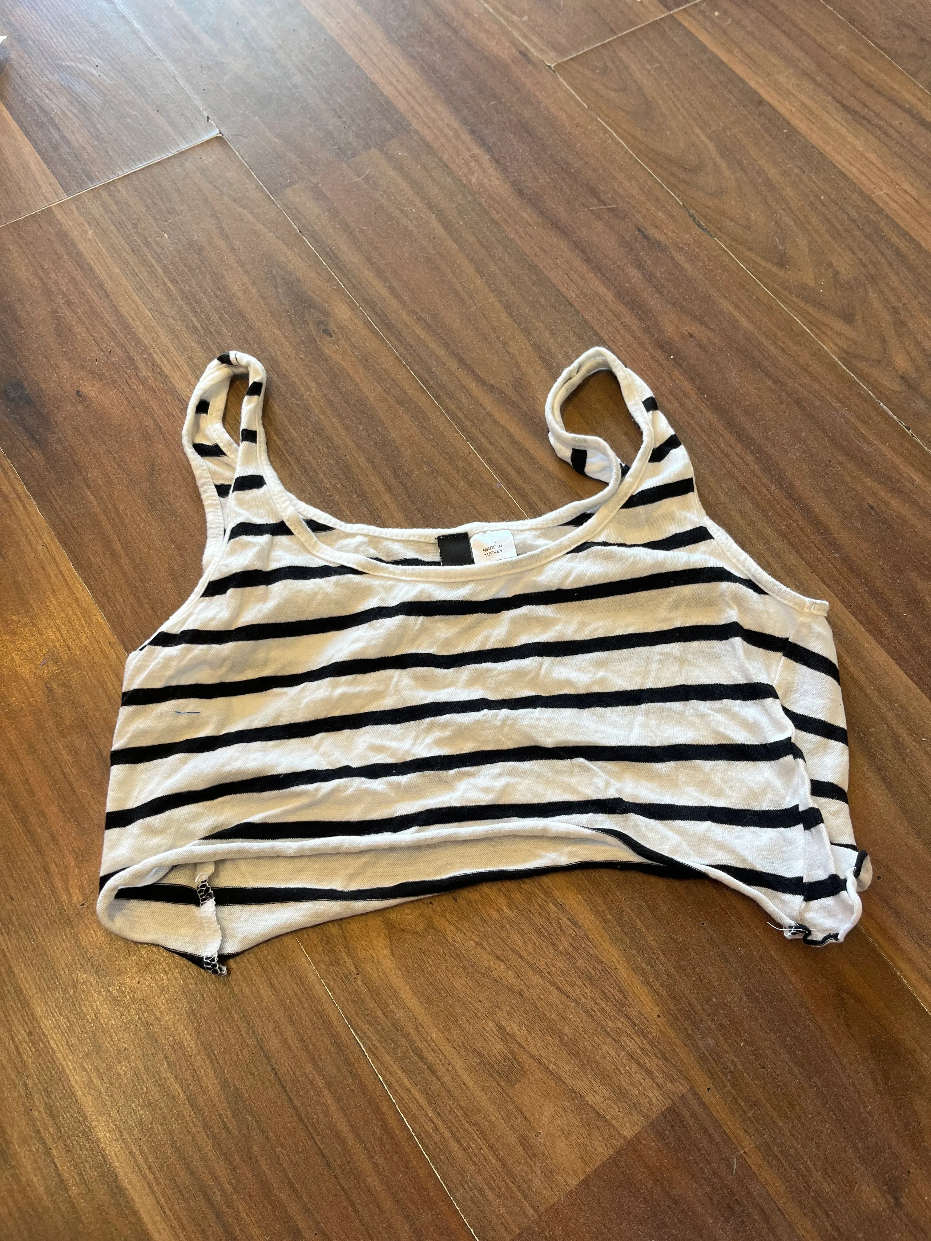 Crop Top- Back and white striped