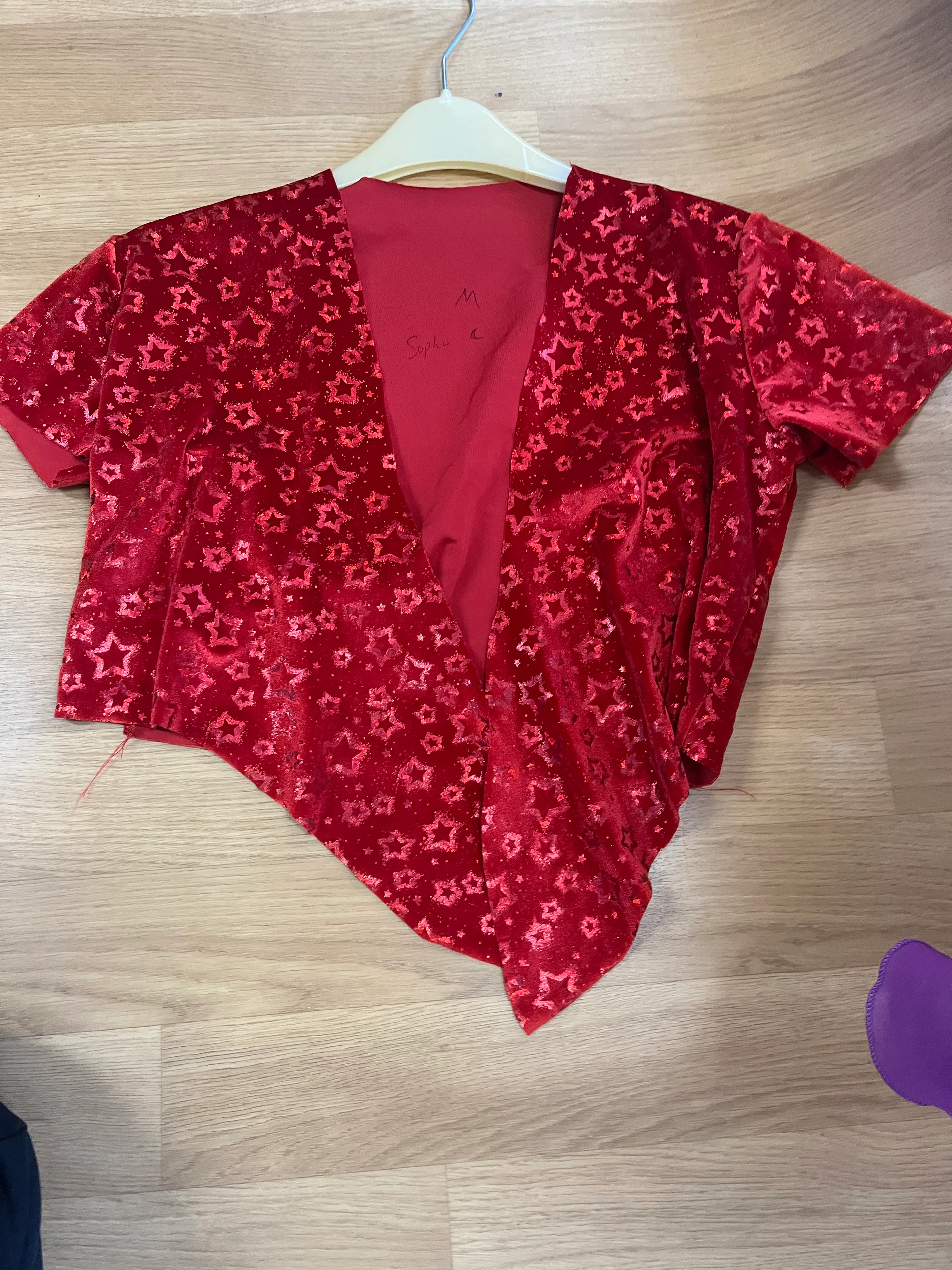 Waistcoat Velvet red star