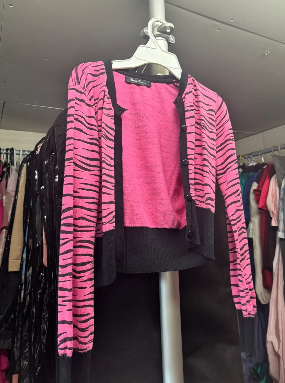 Cardigan- Black and Pink Pattern