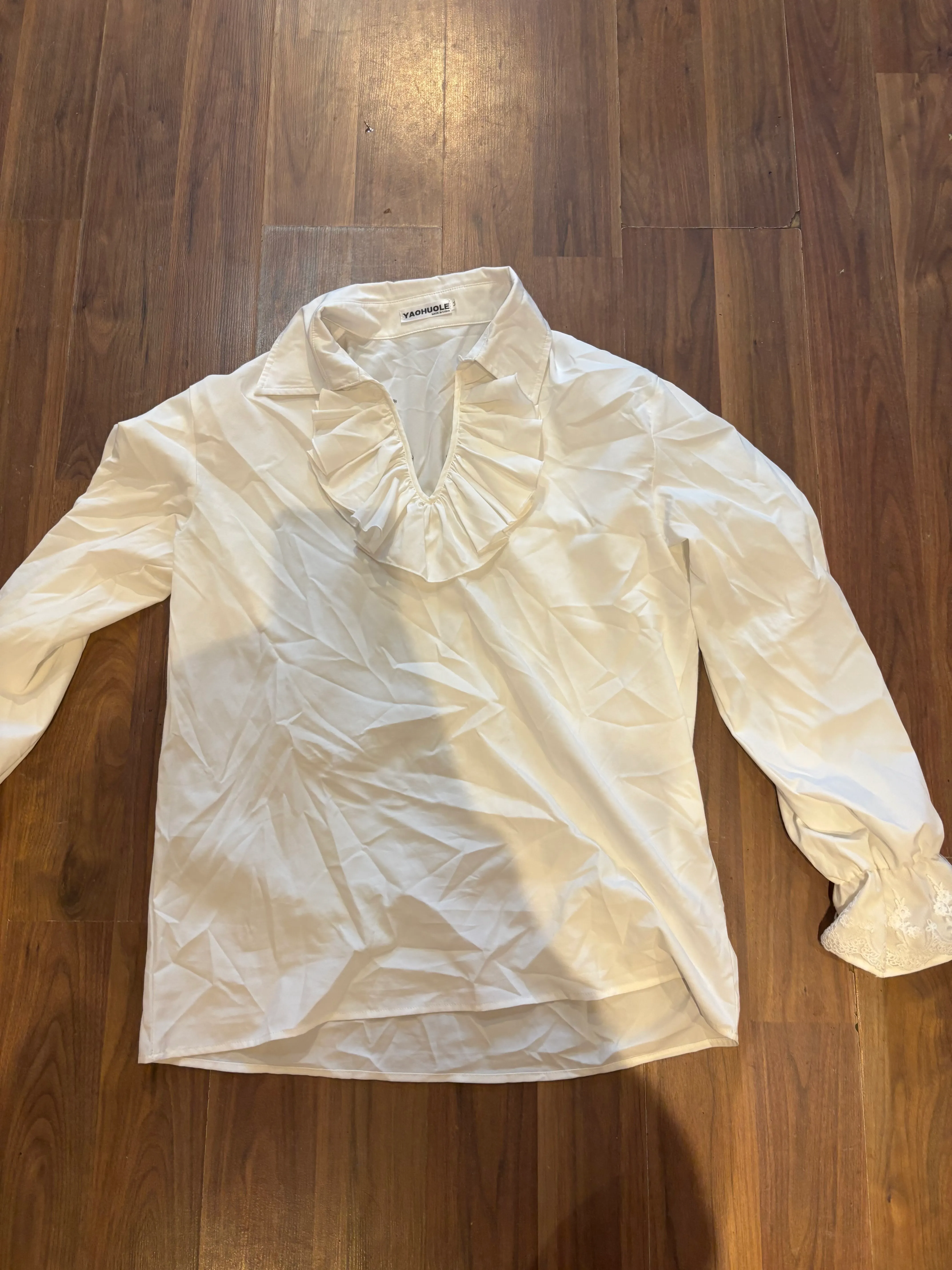 Top- White frill long sleeve