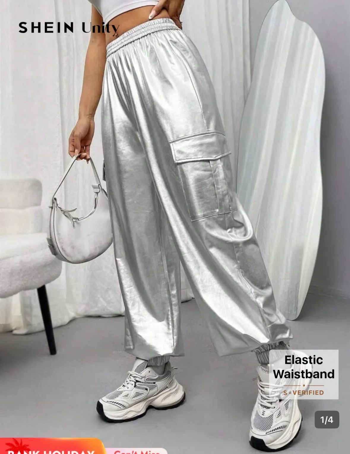 Silver trousers with pocket