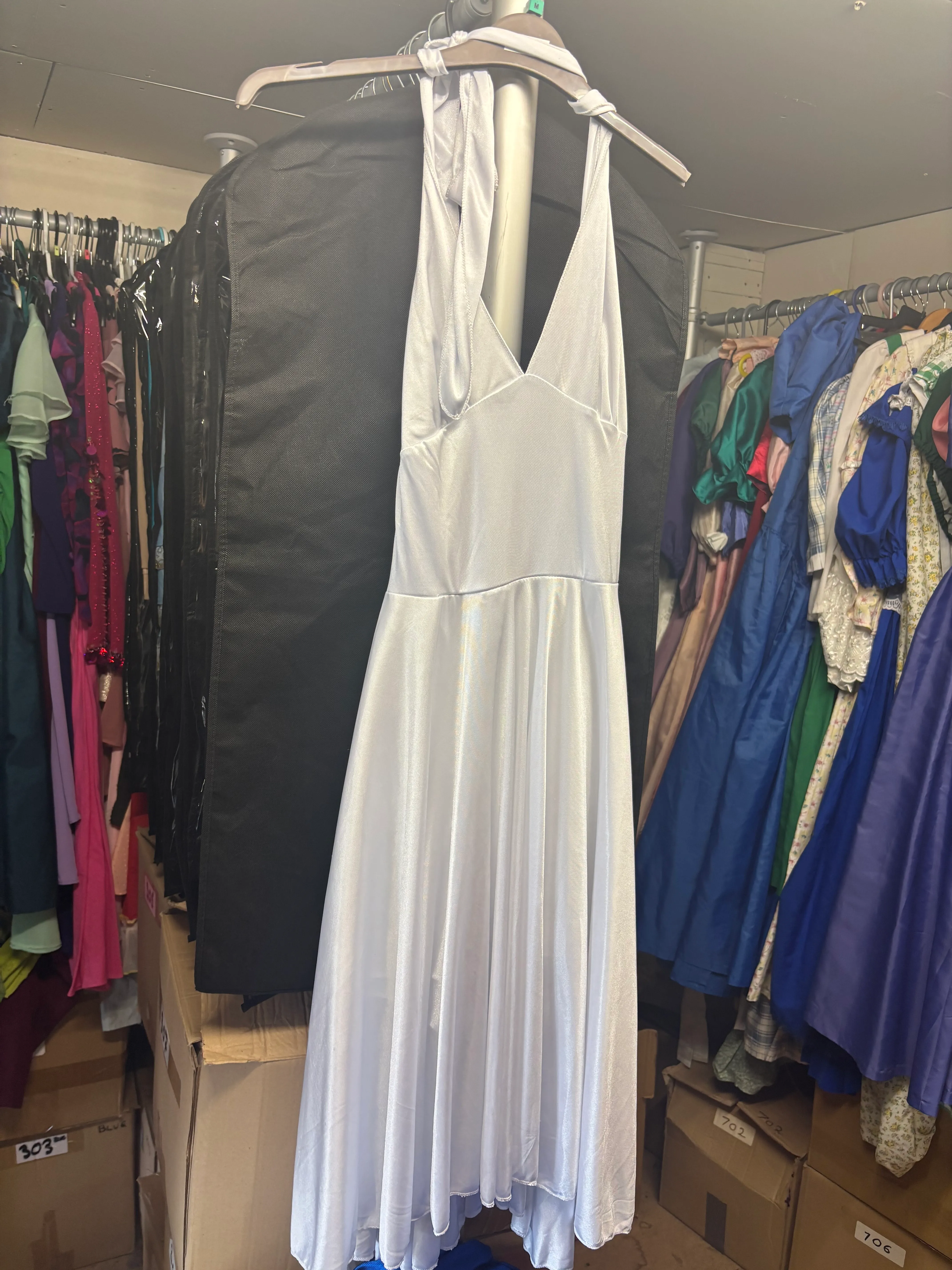 Dress- White satin halter neck