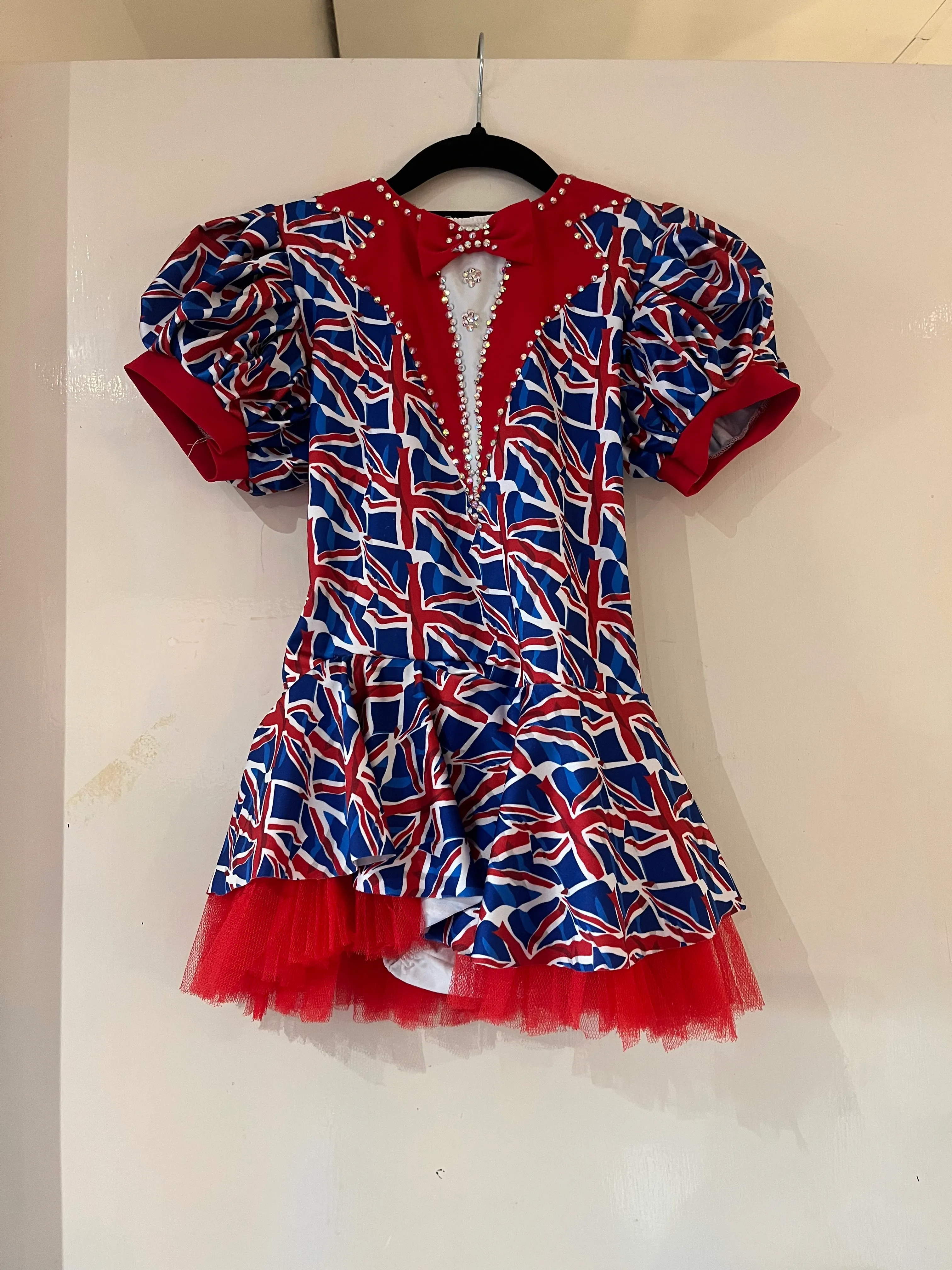 Skirted Leotard- Union Jack red, white and blue