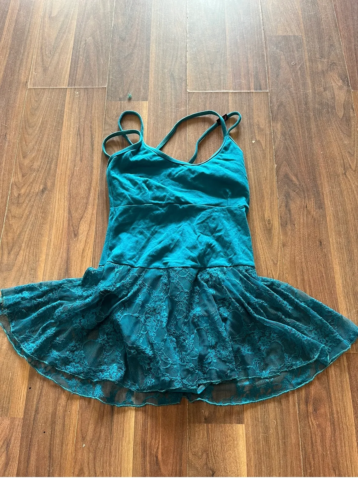 Skirted leotard- Blue net