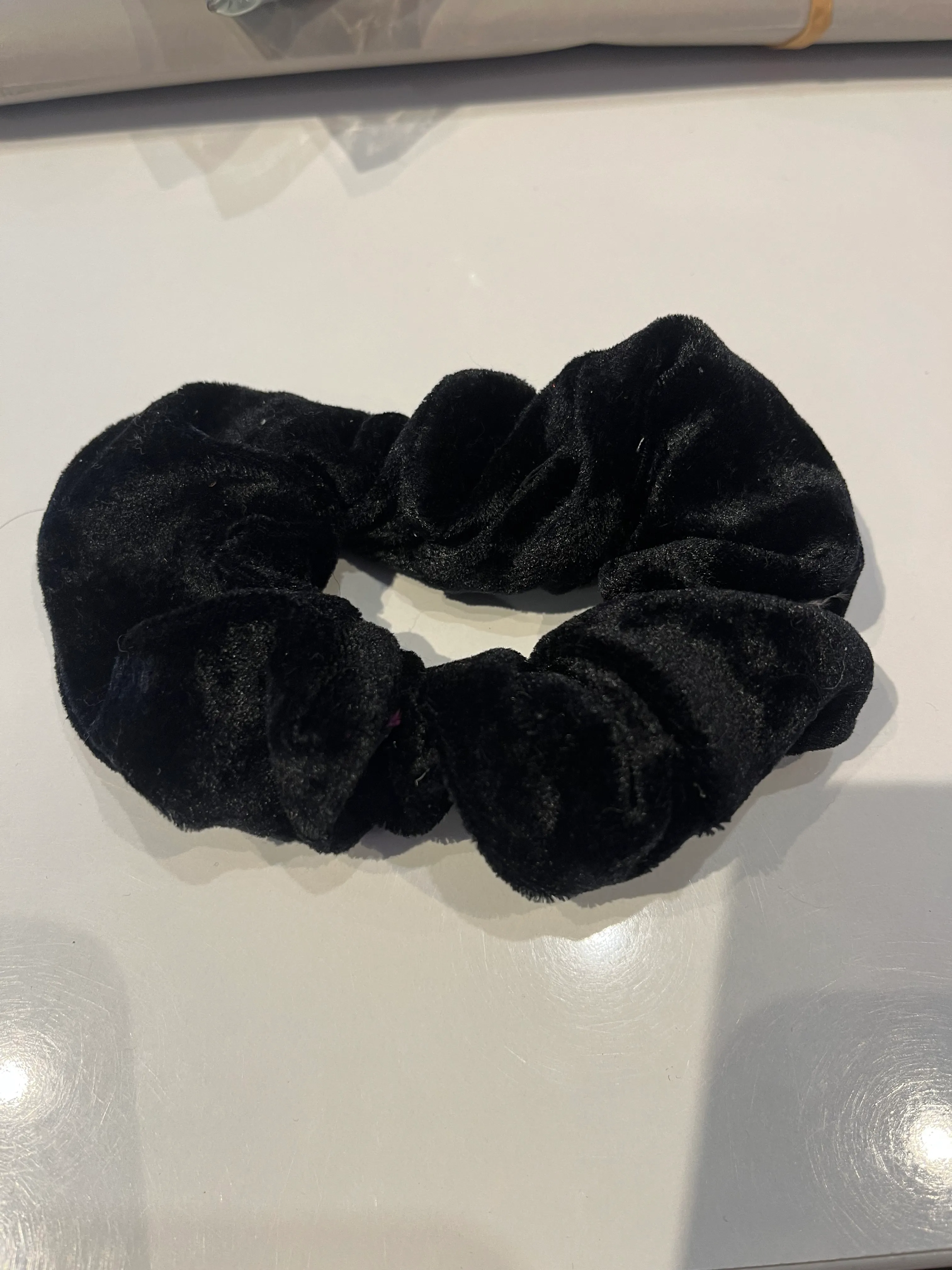 Scrunchies- Black velour and Satin
