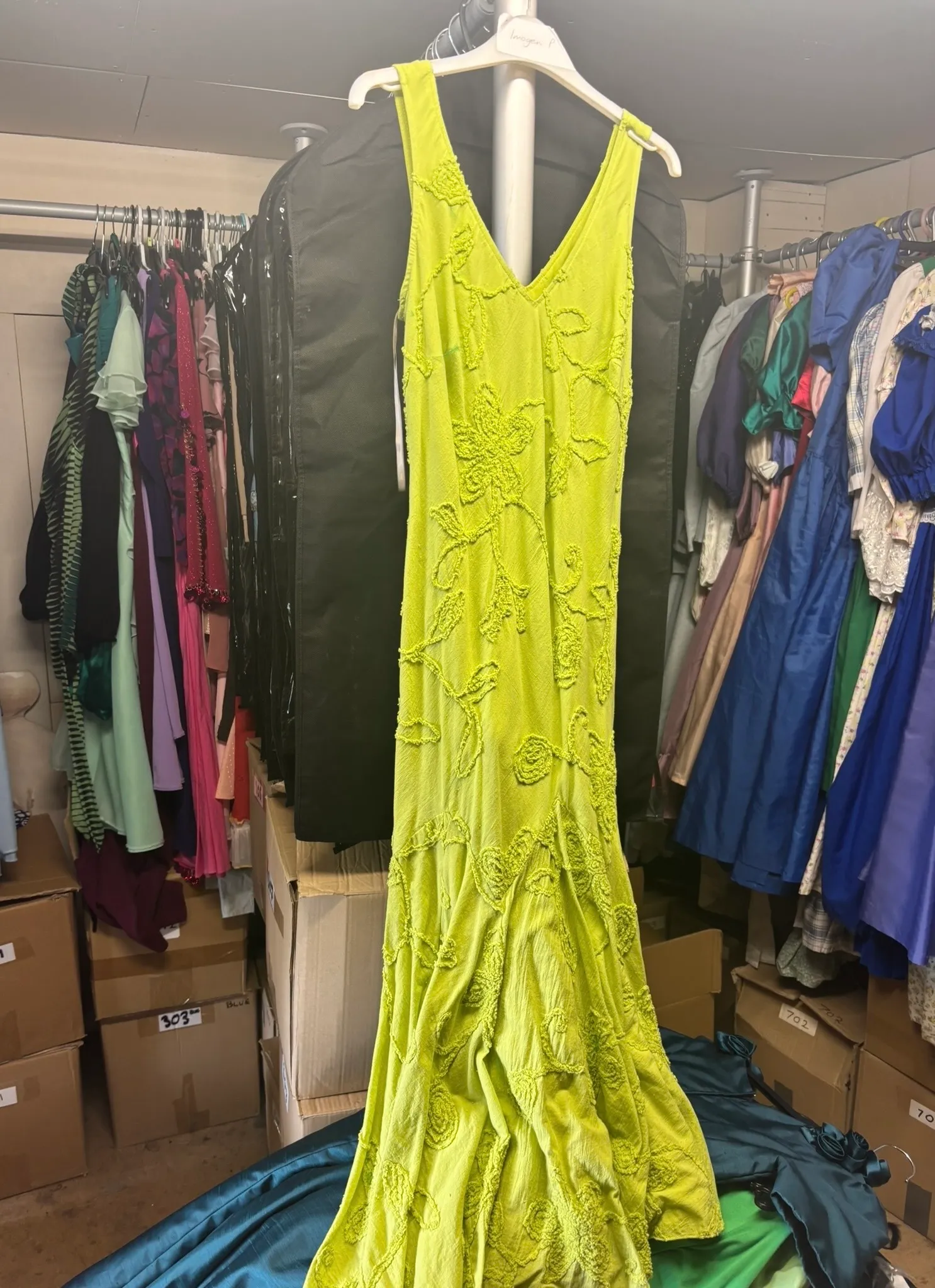 Dress- Bright green patterned
