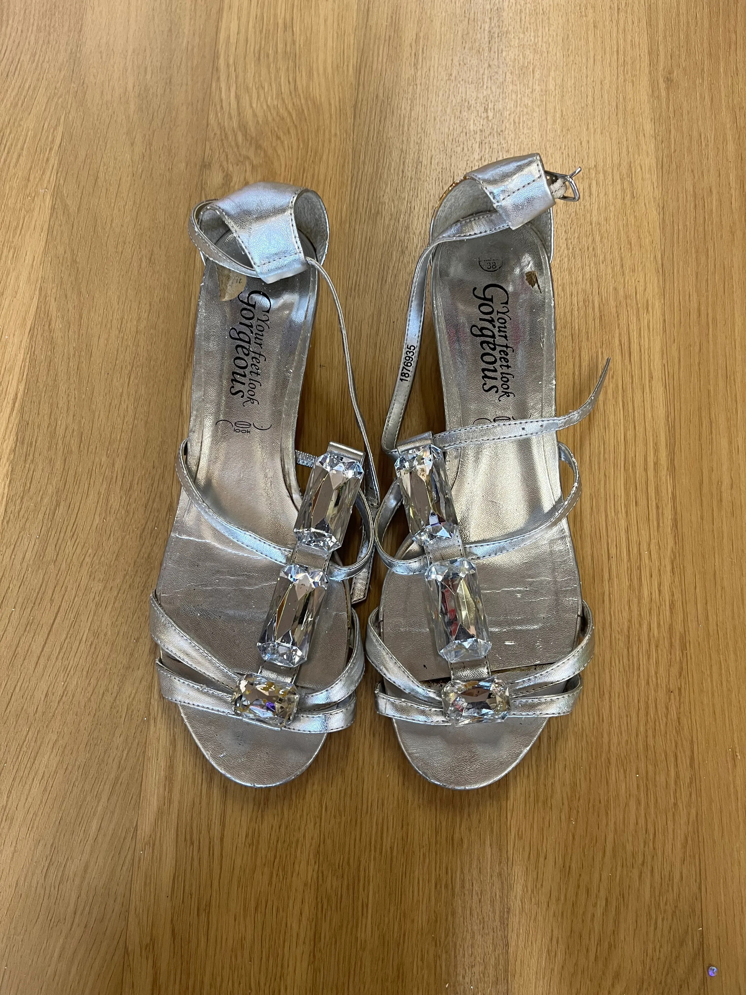 Heeled Flats- Silver Jewels