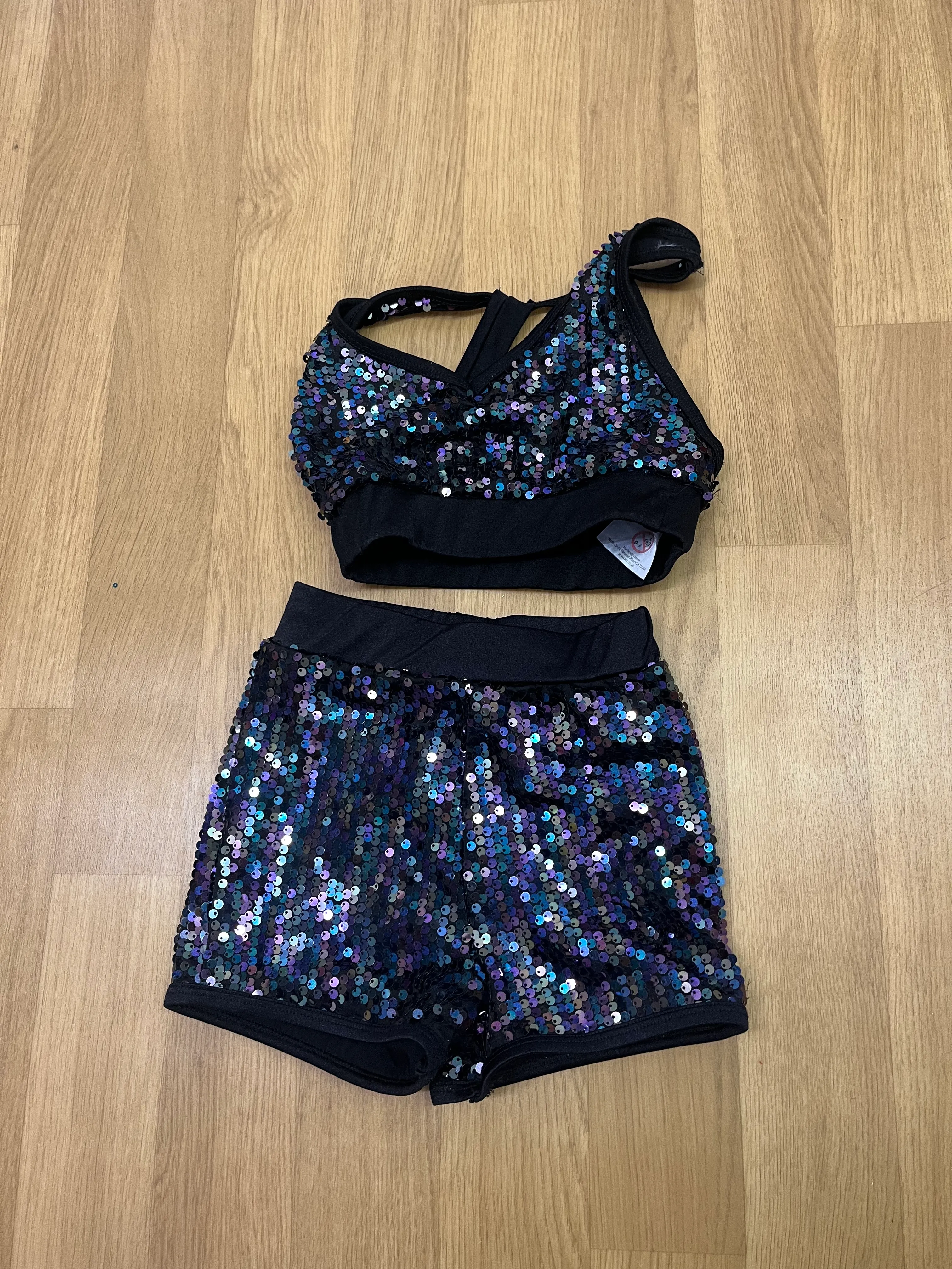 Two piece- Sequin shots and crop top