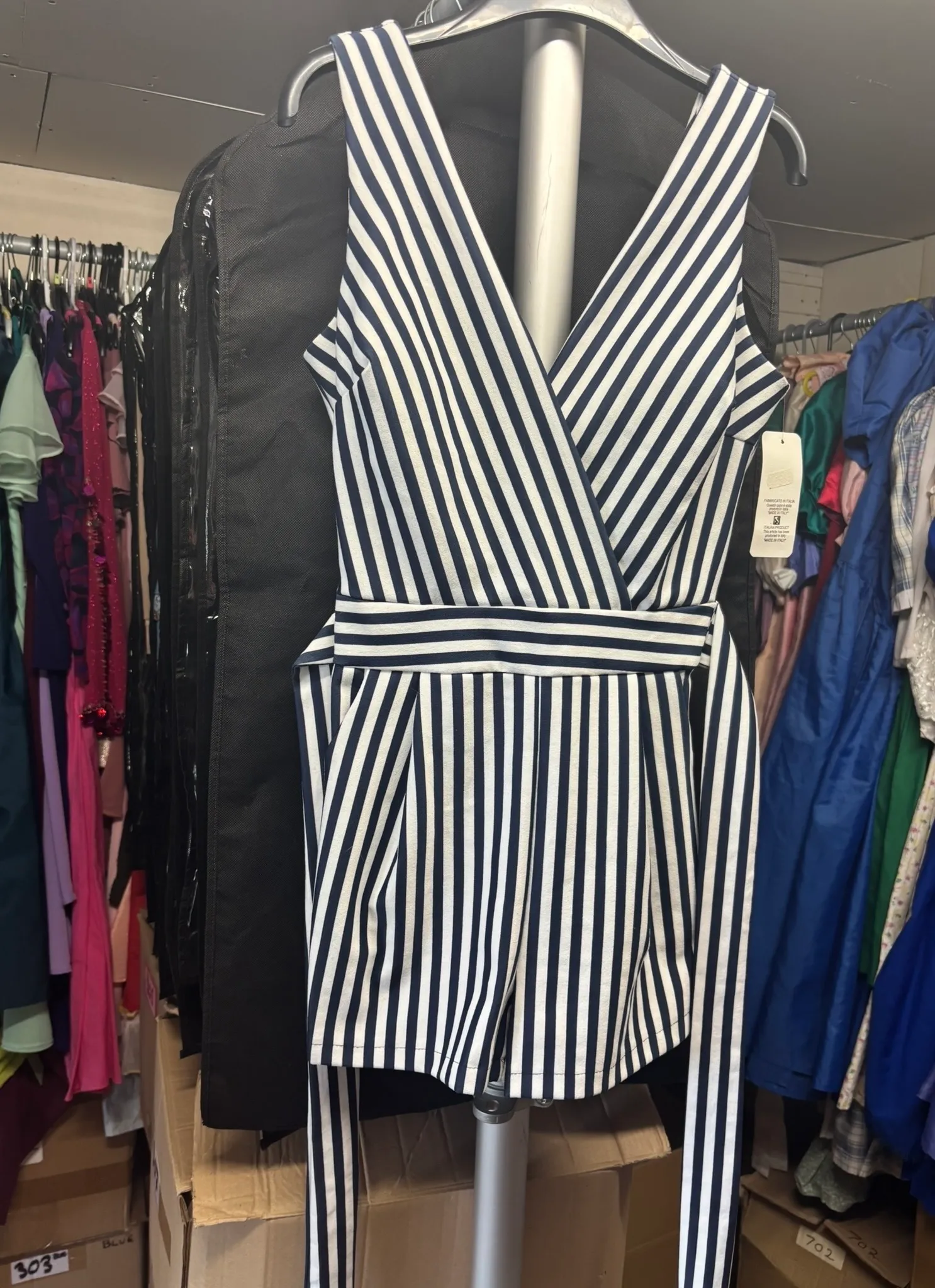 Playsuit- Navy and White striped
