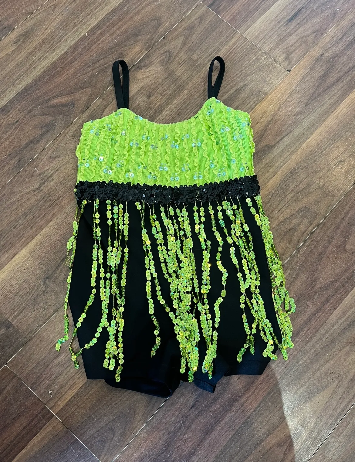 Fringe Unitard- green sequin