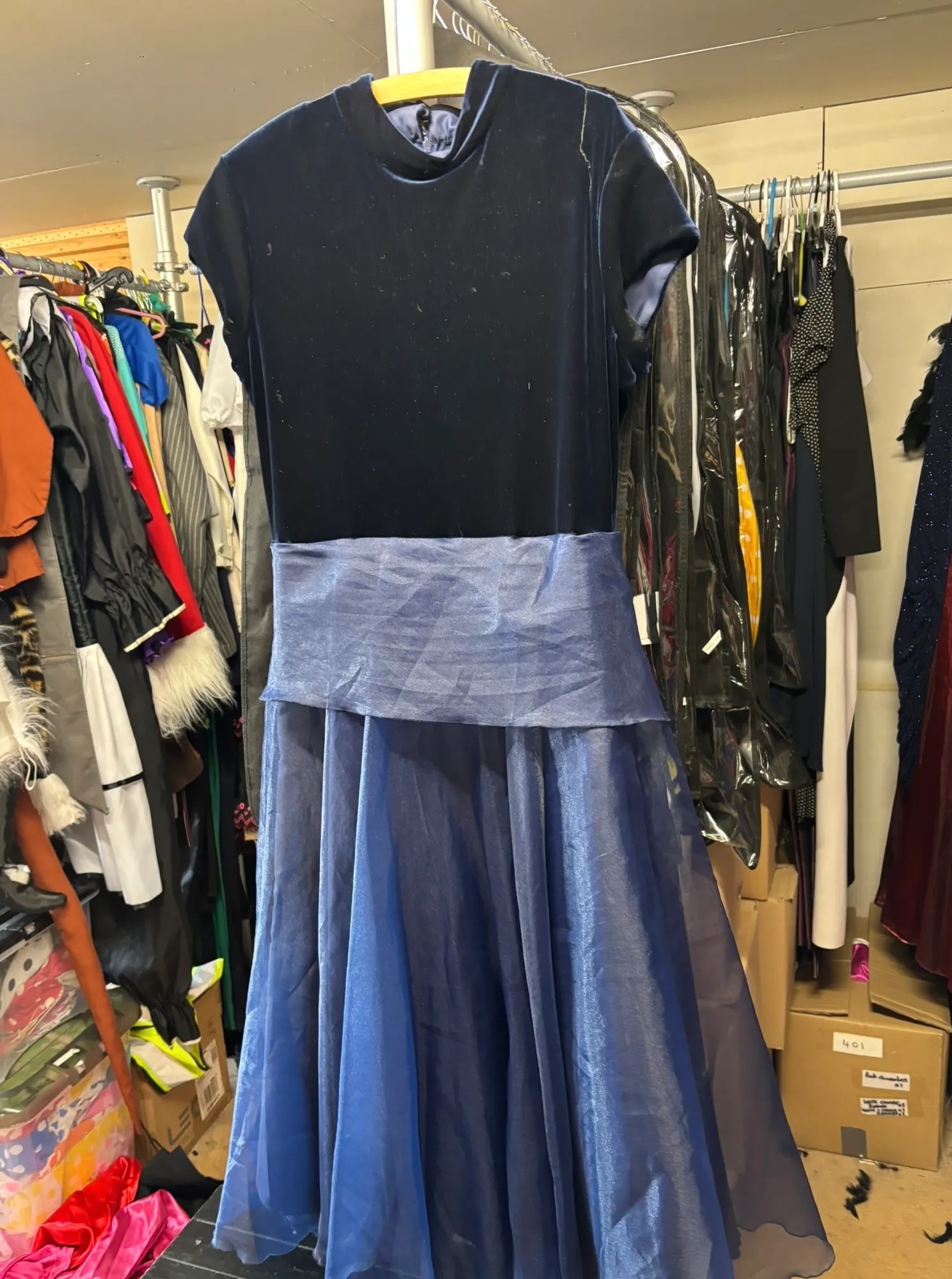 Dress- Dark blue velour design