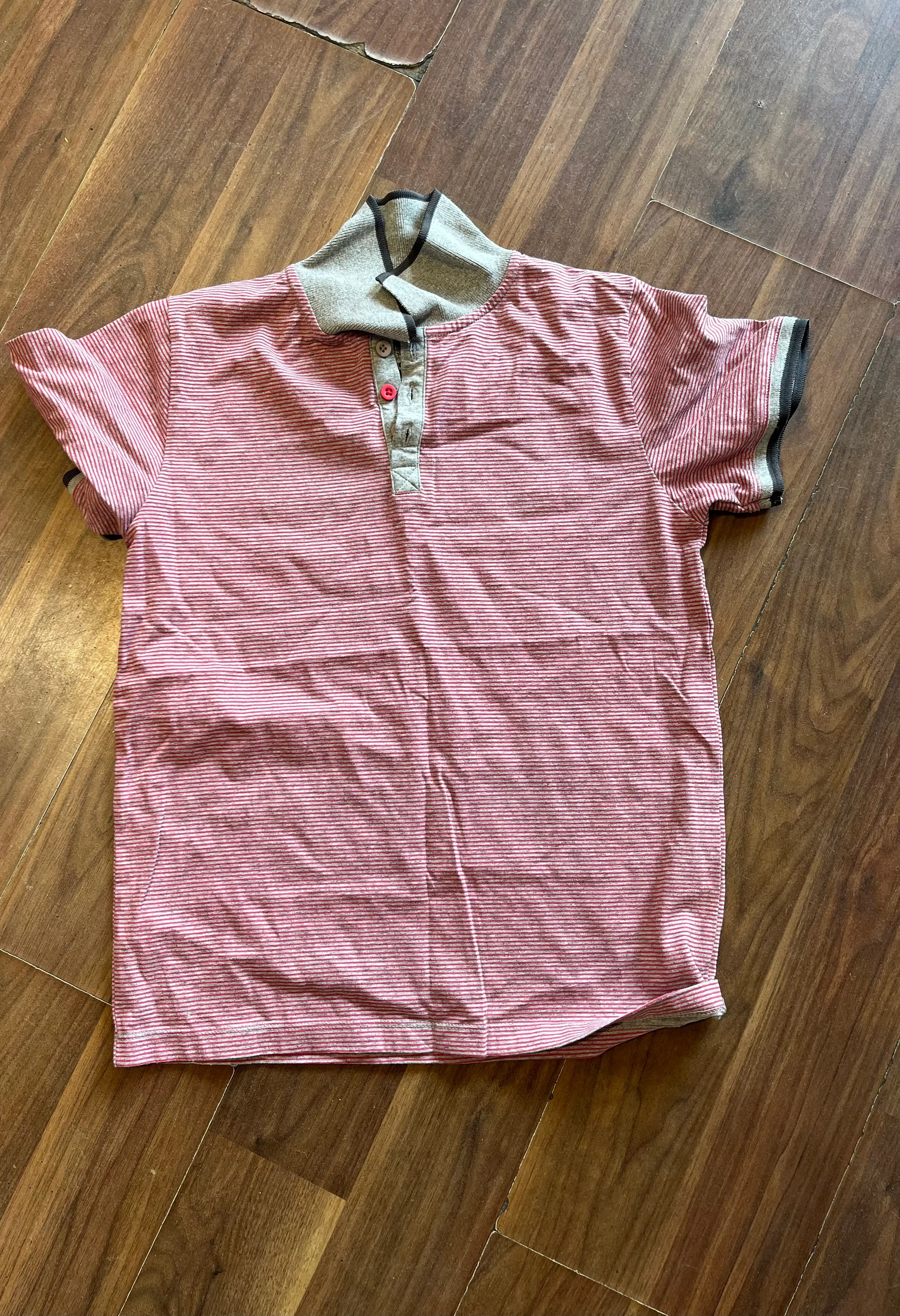 T-Shirt- Red And Grey Striped