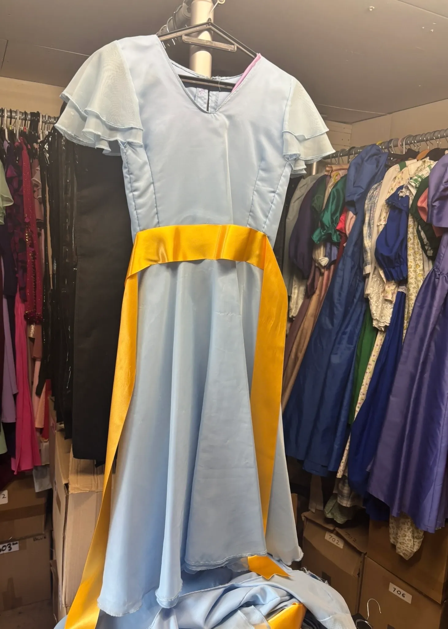 Dress- Blue with yellow ribbon