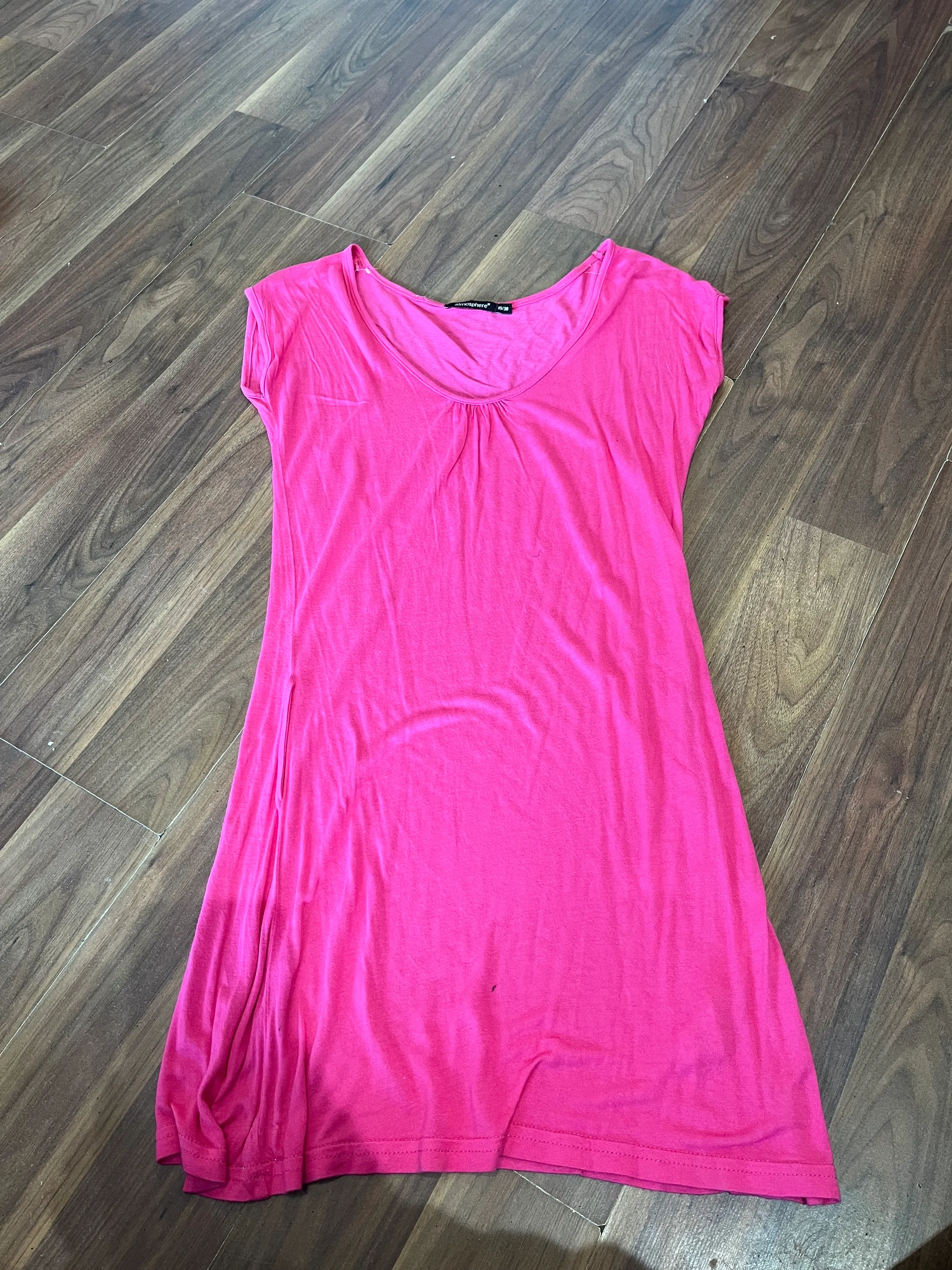 Dress- bright pink v neck 