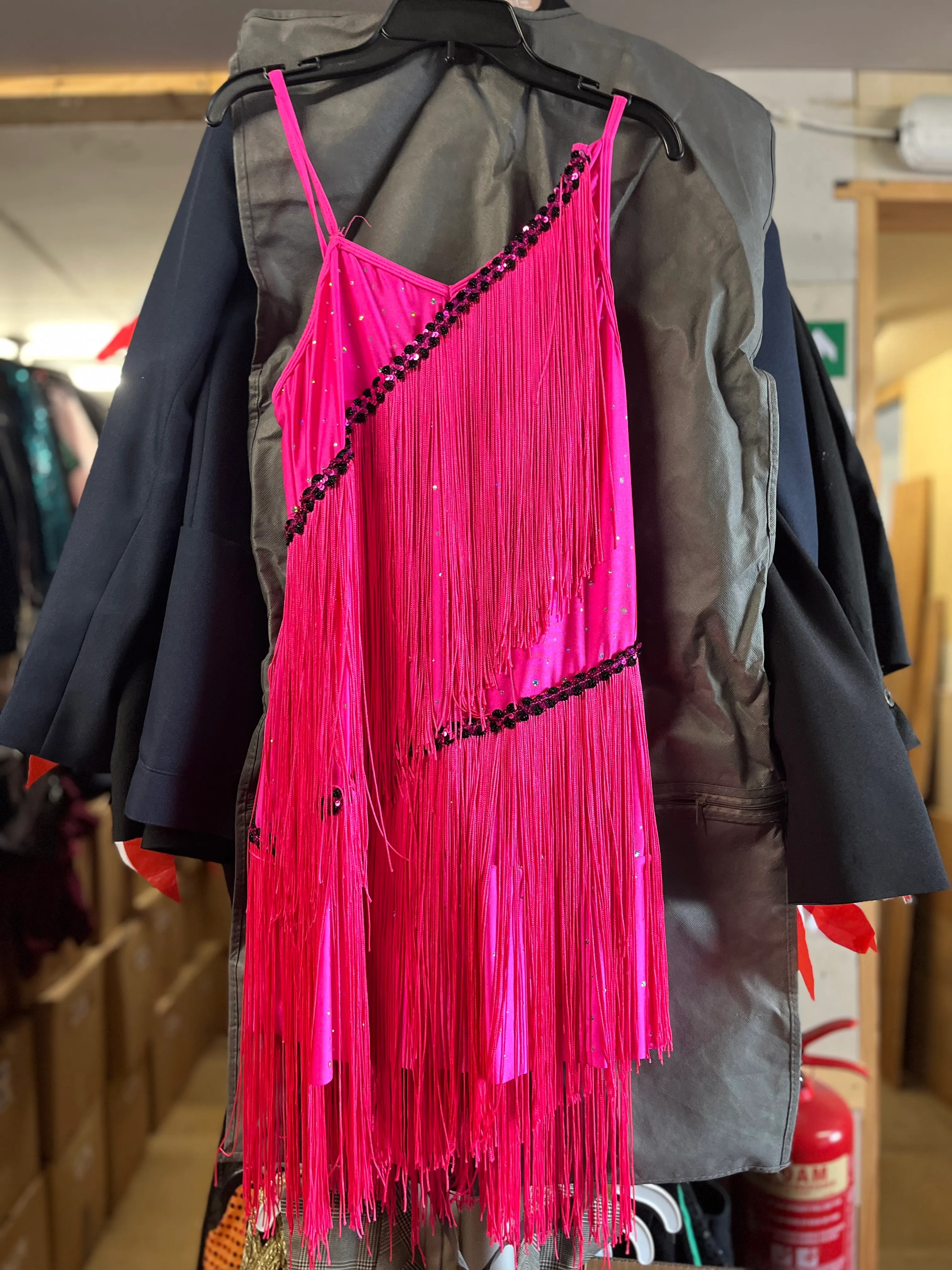 fringe dress- neon pink