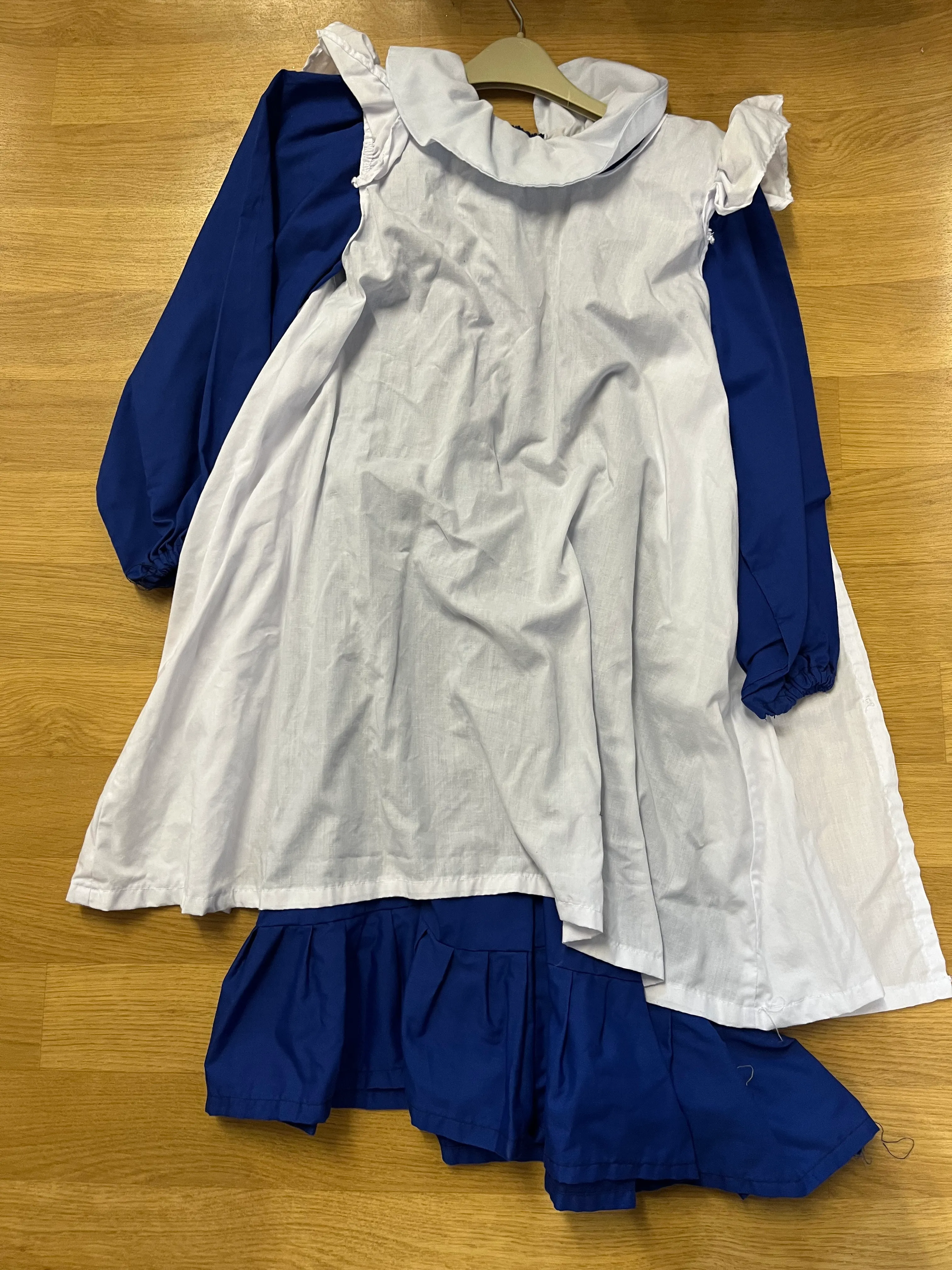 Dress- Blue And White Pinafore Victorian