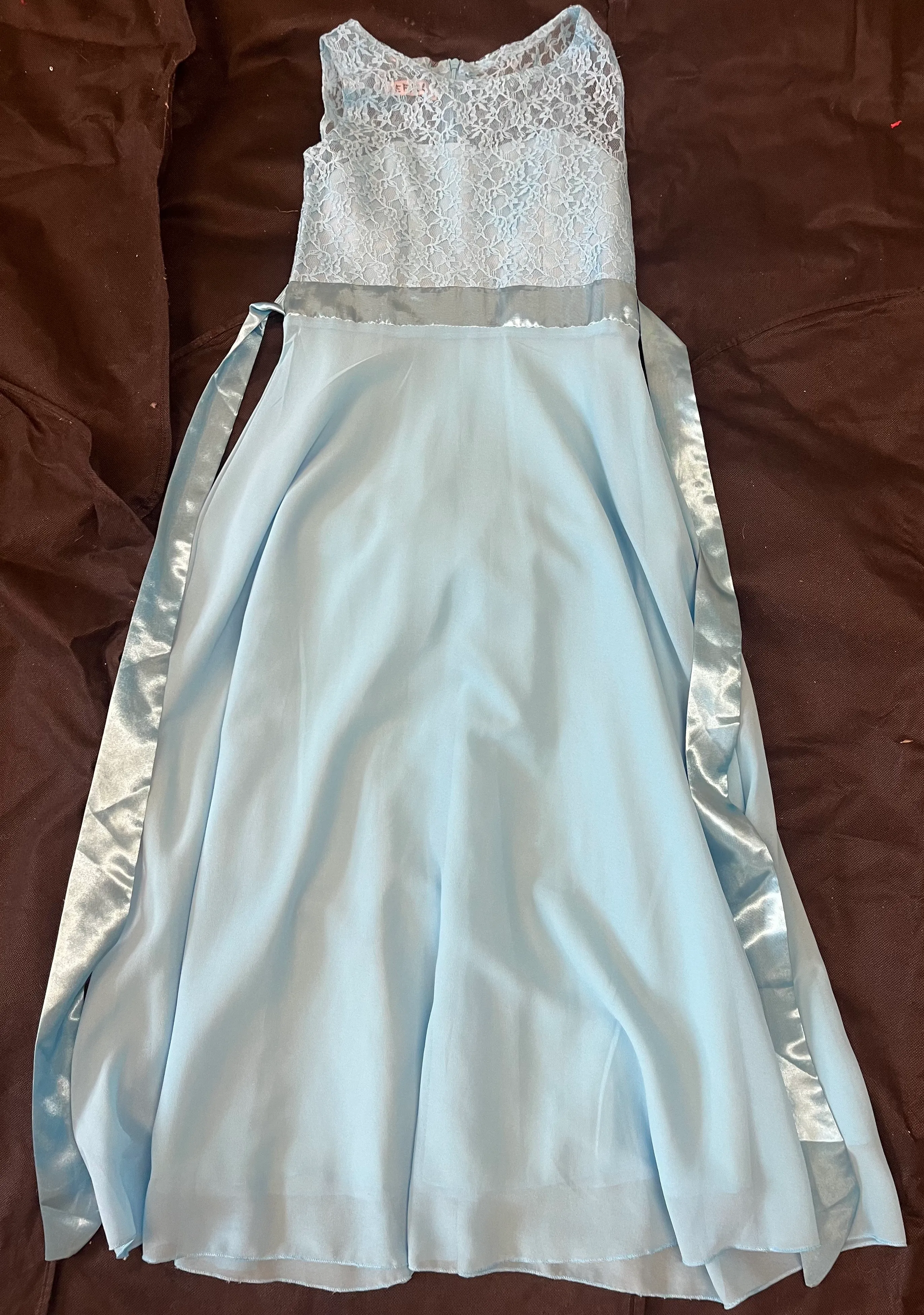 Dress- pale blue lace tie back