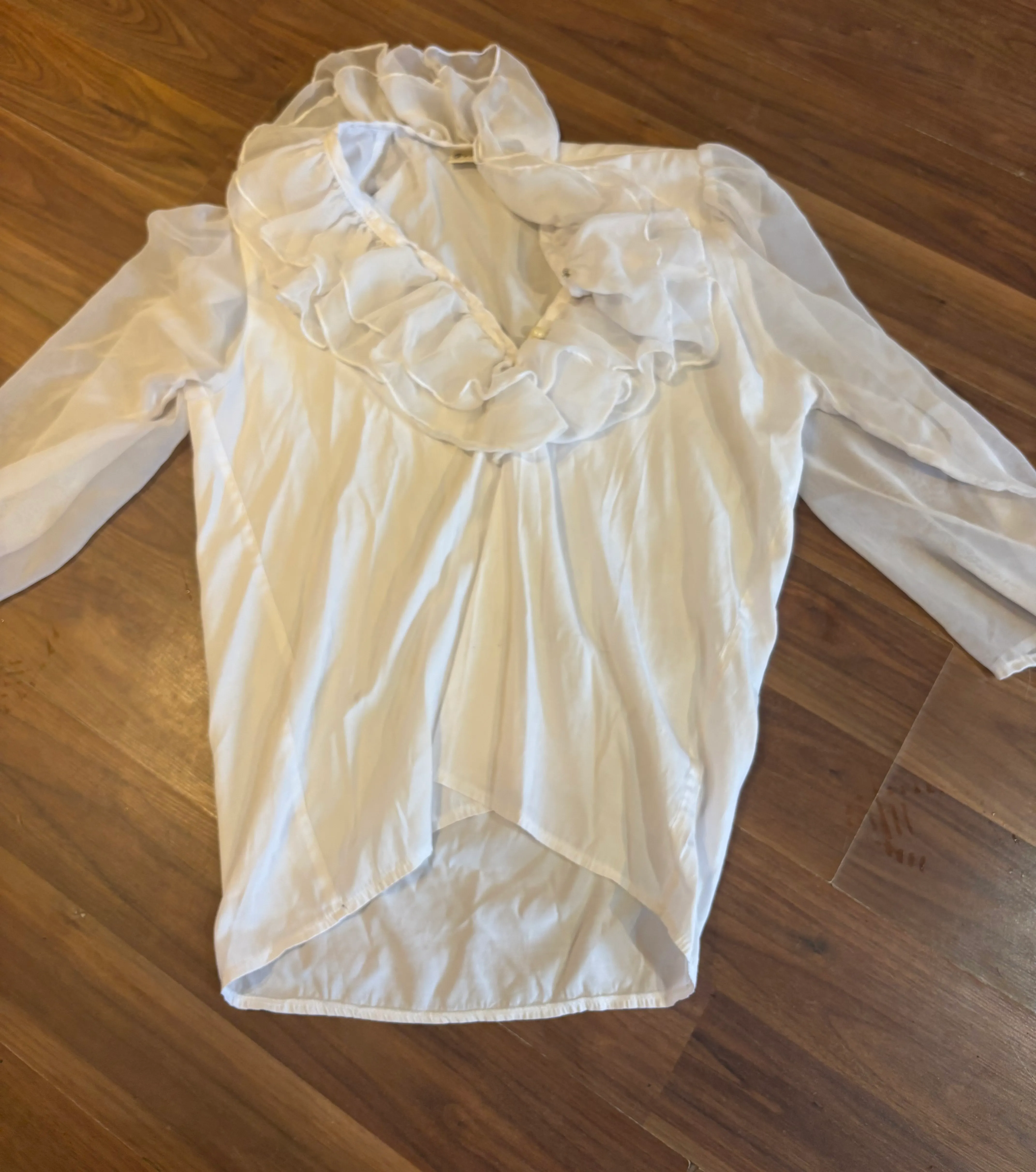 Top- White frill long Sleeve